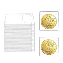 Single Pocket Coin Collection Sleeves,Pack of 50 Individual Coin Protectors,Portable Small Square Pouches for Bills Collectors,Clear,2.2 x 2 Inch