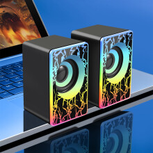 Mini USB Speaker with Colorful Lights & Subwoofer, Plug-and-Play for Laptop/PC, Compatible with Windows/macOS