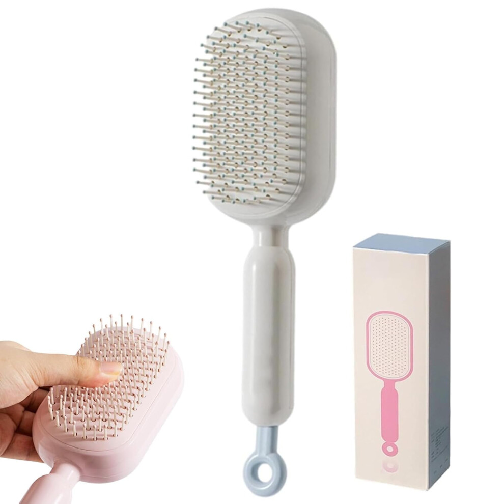 Retractable Cushion Massage Comb, Self Cleaning Hair Brush, Anti Static Massage Comb for Women for All Hairs Types
