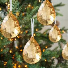 Clear Gem Christmas Ornaments, 4.7"x3" Shatterproof Teardrop Decor—Compatible with All Tree Types