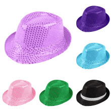Herre Jazz Fedora Hat med Glitrende Pailletter – Lilla