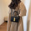 Single Shoulder Bag Black 7.9x5.9x3.1in,Adjustable 5