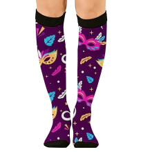 Women's Knee High Socks 3D Print Compression Socks Cute Pattern Support Socks for Daily Wear Navy One Size