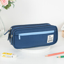 Large Capacity Korean-Style Pencil Case, Double-Layer & Multi-Functional, Sustainable Polyester – Compatible with School/Office Use
