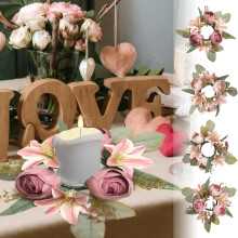 Couronne de bougies Lys romantique – Élégant bougeoir en forme de fleur artificielle pour un dîner de Saint-Valentin, crée une ambiance