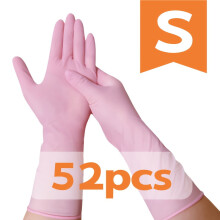 52pcs 12" Pink Nitrile Gloves, Extended Dishwashing Gloves for Kitchen & Bathroom – Reusable, Compatible with Home Use
