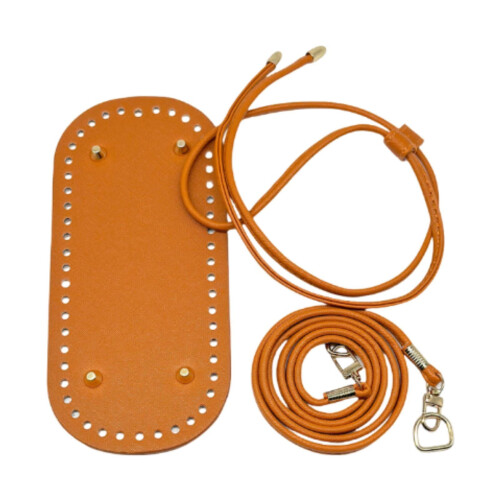 Bag Bottom Base DIY Bag Knitting Set with Shoulder Strap and Drawstring Handmade Brown