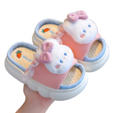 AWZXDE Girls Slippers For Kids Soft Linen Slides Sole Comfortable Indoor Outdoor Casual Home Footwear For Toddler Little Girls