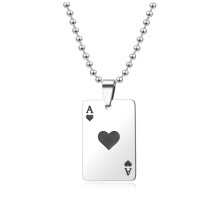 Collana con ciondolo Asso di Picche – Acciaio inossidabile, unisex