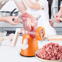 Stainless Steel Manual Multi-functional Meat Grinder - Fruit Vegetable Pulverizer Sausage Beef Mincer (Orange)