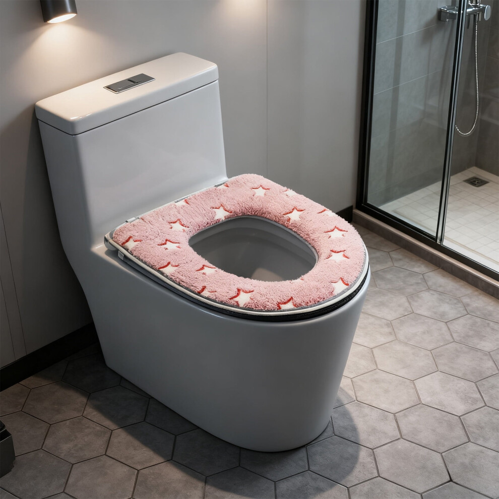Costeam Luminous Toilet Seat Washable Household Toilet Seat Warm Winter Plush Zipper Widespread Toilet Seat For Bathroom Decoration Night Light 9496895169495