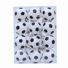 12Pcs Soccer Ball Hanging Ornament Shatterproof Christmas Baubles Decorations for Christmas Tree Wreath Embellishments