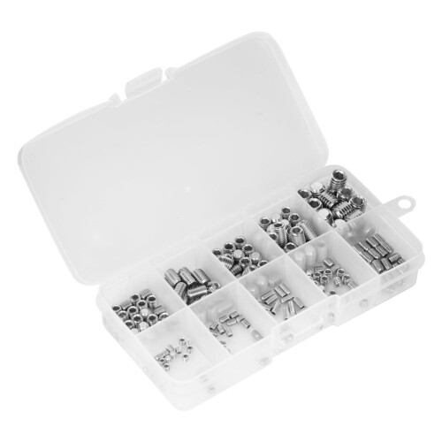 220PCS Stainless Steel Hex Socket Set Screws, M3,M8 Assortment for Machinery Electronics