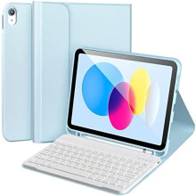 Detachable Bluetooth Keyboard Case for iPad 11th/10th Gen (2025/2022), Pencil Holder, Square Keys, Blue – Compatible with iPad A16