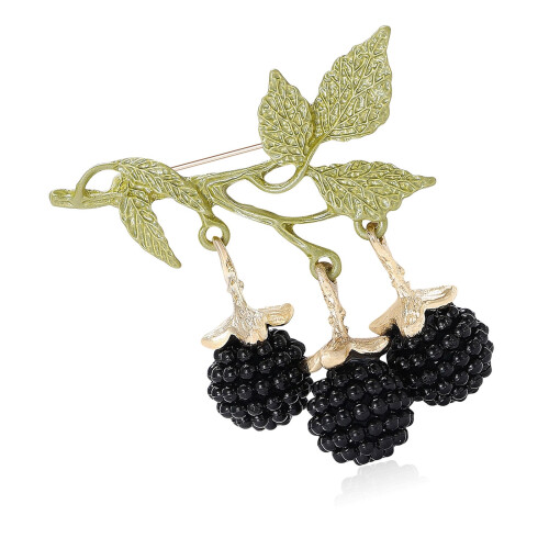 Broche mûre émaillée en alliage – 4,5 cm