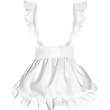 White Lolita Maid Apron Vintage Ruffle Solid Color Waist