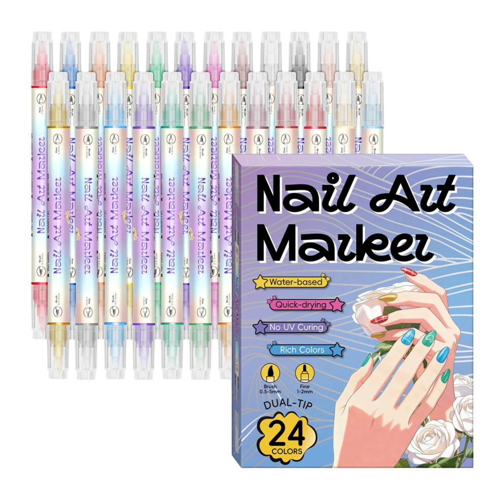 Nail Doodle Pen for DIY Nail Art, 12-Color Quick-Drying Pens for Nail Design, Perfect for Dot Art & 3D Embellishments, Beginner & Pro Friendly Blue