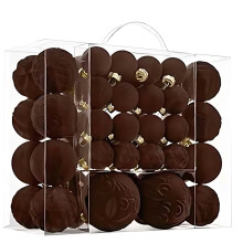 46pcs Coffee Brown Velvet Flocked Christmas Ball Ornaments for Tree, Compatible with Holiday Decor