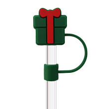 Lot de 6 protège-pailles en silicone souple, motif Père Noël, pour pailles de 10 mm.