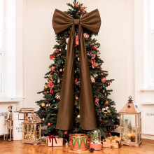 Fiocchi natalizi in velluto extra large Bootesun 20x71" – Puntale per albero, ghirlanda, decorazione per sfondo murale (marrone)