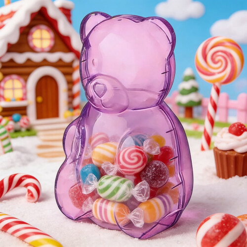 Lila Bärenförmiger Gummibärchenbehälter 13 Zoll