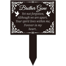 Vintage Rectangle Dove Border Memorial Stake for Cemetery/Yard – Acrylic, Waterproof, Compatible with Standard Garden Stakes