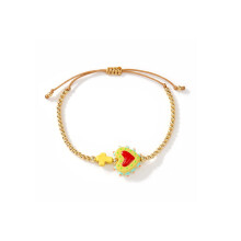 Krucifiks hjerte charme armbånd i legering og flettet reb