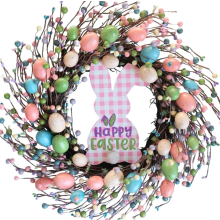Guirlanda de ovos de Páscoa de 45 cm para porta de entrada, guirlanda artificial de Páscoa com ovos de espuma plástica para decoração de