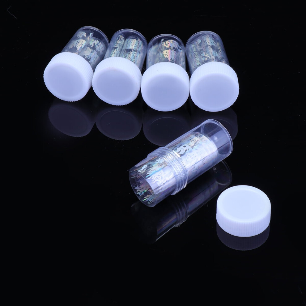 White 5 Pieces Nail Stickers With Patterns, Easy To Apply On Natural Or Artificial Nails