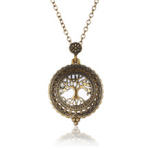 Coliere cu lupă goală Vintage Antique Golden Tree of Life, coliere cu pandantiv pentru femei, lanț de link-uri Femme