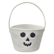 Panier citrouille d'Halloween pour enfants, seau à bonbons, panier fantôme tressé, boîte cadeau d'automne en corde de coton – Idéal pour