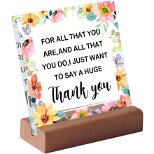 Cadeau de remerciement et d'adieu pour un ami ou un patron – Plaque de bureau en acrylique avec support en bois, compatible avec la maison et le