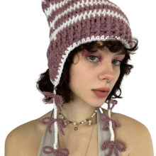 Girl Cartoon Ear Knit Hat Y2K-style Party Hat Photo Props Hot Girl Cute Slouchy Crocheted Hat