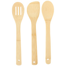 espátulas de cocina ergonómicas de bambú con mango largo y resistentes al calor para repostería.