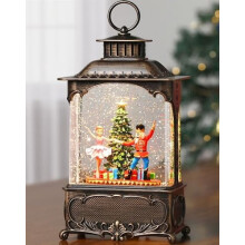Lighted Musical Nutcracker Snow Globe Lantern with Timer, Swirling Glitter, USB/Battery Operated – Compatible with Home Decor