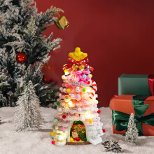 Sapin de Noël miniature lumineux de 25 cm avec 20 LED et branches en PVC – Décoration de bureau, de table et pour les fêtes de fin d'année