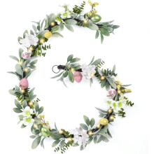 Guirlande d'œufs de Pâques pastel de 1,8 m, guirlande florale artificielle colorée de printemps pour la décoration de la maison, des fenêtres et