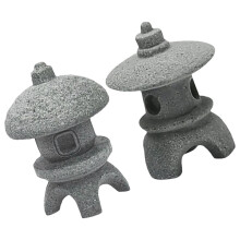 Dark Grey Japanese Stone Decor for Gardens and Aquariums with Realistic Design, Easy Installation, 2pcs