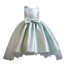 Girls' sleeveless satin tulle princess gown mint green M