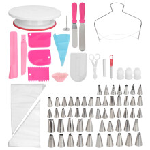 200pcs Cake Decorating Kit with Turntable, Icing Spatulas, Tips and Tools for Baking