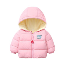 Kids Hooded Puffer Jacket Bear Print Pink Size 110