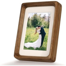 Natural Wood Picture Frame with Mat, Handcrafted Wood Photo Frames for Wall and Tabletop display Walnut 4x6 matted to 3x5