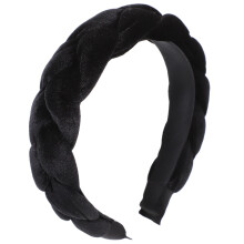 Bandeau en tissu tressé noir pour femmes et filles
