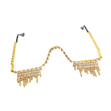 Rhinestone Glasses Frame Eyeglasses for Party Masquerade Show Festival Birthday, Gold