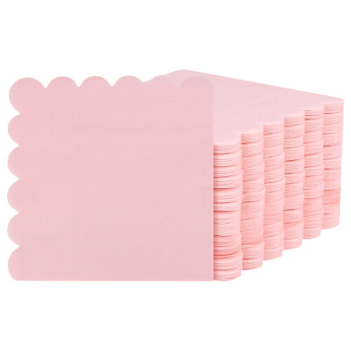 Pink scalloped paper napkins for table setting 100 pcs