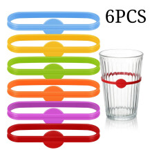 6PCS Silicone Cup Markers, Compatible with Champagne Flutes & Glasses, Insulated Bottle Bags, Portable Tote