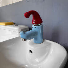 Colorful Little Red Riding Hood Themed Ceramic Basin And Faucet Featuring A Cute Cartoon Design