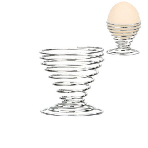 2Pcs Silver Stainless Spring Wire Egg Cup Holder, Our Spring Egg Tray Can Be Used to Hold Eggs Whether Or Boiled
