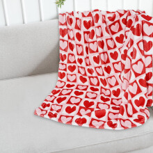 Valentine's Day Throw Blanket – Red & Pink Heart Plaid Flannel, Soft Cozy 60x50", Romantic Decor for Bed, Sofa, Chair – Compatible with Home &