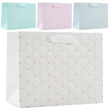 Rechteckige Geschenktüte aus Papier mit Henkeln, Mintgrün, 4er-Pack